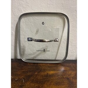 Copper Chef 8" Square Replacement Glass LID With Handle Clear Vented